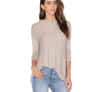 WE THE PEOPLE / FREE PEOPLE Lover Ribbed Split Back Pullover Top Taupe / Medium